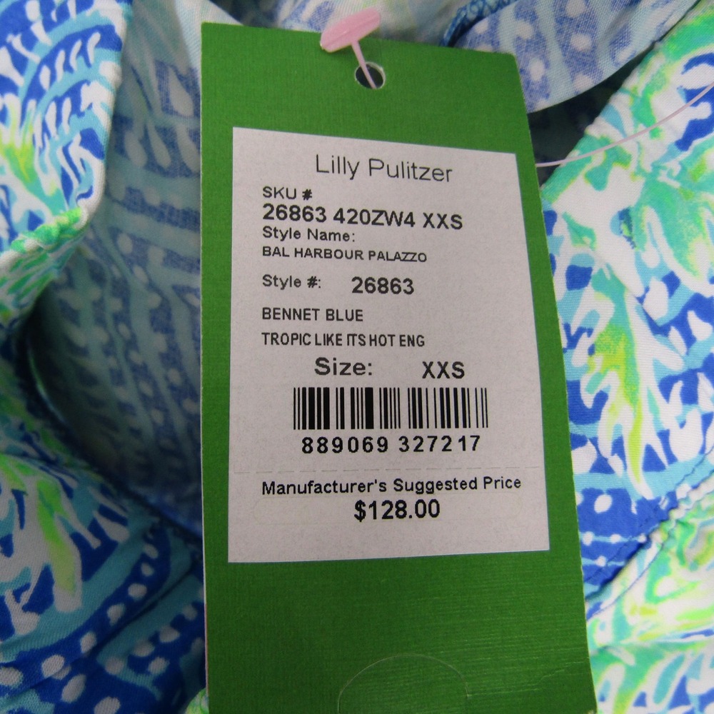Lilly Pulitzer Pants Womens XXS Blue Bal Harbour Palazzo Bennet Tropic Rayon NWT - Picture 2 of 6